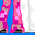 Pixel art contact sheet showing multiple frames of an animated buddy icon with characters and text introducing 'Ryan Cabrera' on a purple background.
