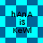 Pixelated text 'hAnA is KeWl' appears on a blue and cyan checkered background with diamond-shaped patterns.