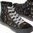 A pair of dark brown high-top sneakers with white laces and a white sole, displayed side-by-side on a plain background.