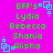 Bright magenta background with green pixelated text listing names and cyan square patterns in corners.