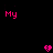 Animated contact sheet of a pixel art icon featuring repeated text phrases and heart symbols on black background with color-coded text variations.