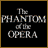 Animated sequence showing a couple embracing with text "The PHANTOM of the OPERA" on black background, transitioning through