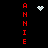 Red vertical text 'ANNIE' on both sides of a black background with white pixelated heart and starburst shapes.