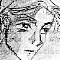 A grayscale cartoon-style character with long hair appears in a of nine showing varying facial expressions and head positions