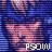 Pixelated blue-haired character with pink face and white 'PSOW' text repeated across a of identical frames
