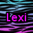 four shows the name 'Lexi' in different colors over a wavy striped background with cyan, purple, and black stripes