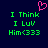 Dark blue background with green pixelated text reading 'I Think I Luv Him<333' and a pink pixelated heart symbol above the text.