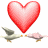 Animated sequence of red hearts with white highlights and small birds in various wing positions against a transparent background.