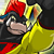 Pixelated character with red hair bow, yellow dress, and black sleeves holding a silver object near their face.