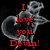 Red pixelated text reads 'I love you Devin!' over a grayscale pixelated figure on black background.