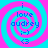 Four identical square arranged in a , each containing a blue text message on a pink and cyan spiral background