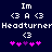 Pixel art icon with dark blue background, white text "Im" above "<3 A <3", "Headturner" text below, and pink/purple heart symbols at bottom.