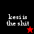 Four quadrants display 'kesi is the shit' text with a red star in top-right and black star in bottom-left, alternating between solid backgrounds.