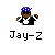 Pixelated character wearing blue bandana with white dots, black sunglasses, brown skin tone, and black-and-white outfit against gray background.