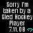 Static digital image with repeated text and symbols on black background, featuring white pixelated text reading "Sorry I'm taken by a Sled Hockey Player 7.11.08" followed by cyan heart symbol.