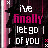 Pixelated text reads 'i've finally let go of you' over a dark background with pink vertical stripes and pixelated white/black accents.
