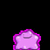 A pink star-shaped icon with a darker pink outline and small white highlights, positioned against a black background.
