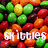 Pixelated image of colorful round objects resembling candies with the word 'Shibler' in white block letters overlaid on an orange background.
