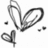 A grayscale pixelated icon featuring a large curved shape with a smaller heart shape below it and two small dots on either side, all on a white background.