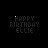 Animated sequence of 'HAPPY BIRTHDAY ELLIE' text with shifting color patterns and scattered pixel fragments on a black background.