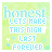 Pixelated green background with light blue text reading 'honest. LETS MAKE THIS NIGHT LAST FOREVER' and two small heart symbols.