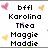 Pixelated text lists names and a phrase with floating heart shapes on a white background.