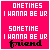 A 4x3 contact sheet of animated frames showing a pink background with white and black pixelated text variations, including phrases like "I WANNA BE UR" followed by "lover" or "friend" in different fonts.
