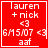 Red square icon with white text displaying 'lauren + nick <3 6M5/07 <3 aaf' and a white underline, featuring a small white heart symbol in the bottom-right corner of the rightmost