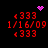 Pixelated red text and symbols on black background with animated pink heart and starburst elements.