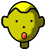 Yellow cartoon character with black eyes and mouth, orange tongue visible in some frames, on yellow background with scattered black dots.
