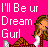 Pixel art contact sheet showing two frames of an animated icon with a cartoon girl and text on a bright pink background.