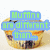 A four- shows a blueberry muffin with text overlays and a cupcake image, transitioning from static to animated states