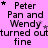 A pink background displays repeated text 'Peter Pan and Wendy turned outturned fine' with varying star placements and partial text truncation across multiple