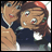 A 48x48 pixel animated contact sheet showing two anime-style characters in a close embrace, with text reading "Anime IM" and "COM" on the right side against a black background.