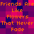Pixelated text repeats 'Friends Are Like Flowers That Never Fade' in orange on a purple and pink background