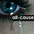 A close-up of a blue eye with tears, showing text overlays that change between frames.