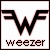 A 2x2 contact sheet of three animated frames showing a Weezer logo and text fragments, with the fourth frame empty.