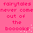 Pixelated pink text on a solid pink background repeats 'fairytales never come out of the boooks' with white dot accents.