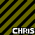 16 identical pixelated icons with diagonal striped backgrounds in varying colors, each displaying the text 'CHRIS' at top and bottom