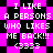 Pixelated text on a pink and black checkered background with repeated patterns of 'I LIKE A PERSONS WHO LIKES ME BACK!!!' and '(3333)' in white.
