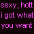 Pixelated text in a speech bubble with pink and purple gradient on black background, displayed across three frames of an animated contact sheet.