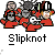 Pixel art buddy icon featuring Slipknot band members with red and black color scheme, text promoting 'badassbuddy.com' on gray background.