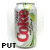 A silver soda can with red 'Coke' text and green lime graphics, displayed in a with changing black or green text labels below each