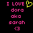 Pixelated text and symbols on black background with pink and yellow elements, showing two side-by-side identical layouts with 'I LOVE' and a heart symbol.