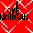 Red background with white geometric patterns and black text reading "I LOVE MORGAN" in four identical quadrants.