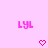 Pixelated pink text 'LYL' appears twice on a light pink background with two pixelated hearts below.