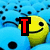 Yellow smiley face with black eyes and mouth surrounded by blue sad faces, text changes from T to Ty to Tyl to Tyle to Tyler.