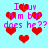 Pixelated cyan background with repeated red heart shapes and pink text reading "I Luv him but does he??" in multiple