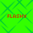 Green background with blue diamond pattern and red pixelated text "FLASHY" in four corners