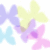 Pastel-colored butterflies in multiple hues float against a white background with a black '<3' symbol at bottom right.